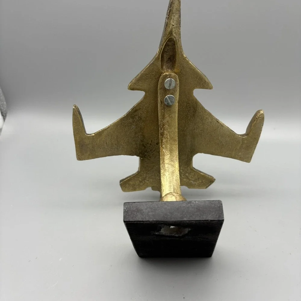 Brass Colored Metal Military Air ForceSU-30 MKI Fighter Jet On Black Marble base